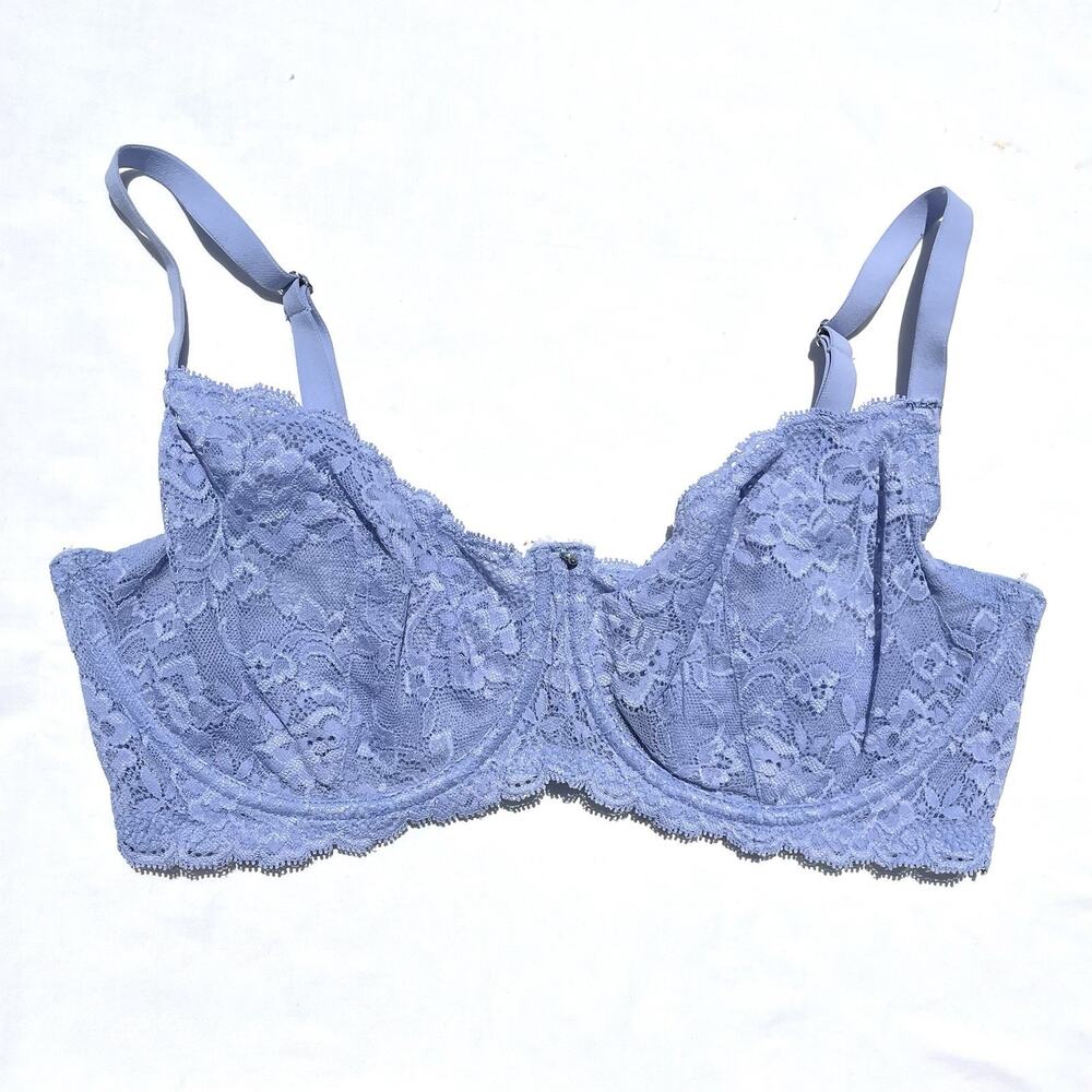 Montelle Flirt Demi Lace Bra 36E Periwinkle Blue Underwire
